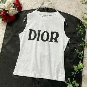 クリスチャンディオール　ガリアーノ期　タンクトップ　ロゴプリント　フランス製　レディース　Mサイズ　Christian Dior