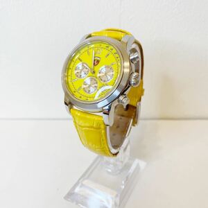 Ferrari フェラーリ クロノグラフ クオーツ式 イエローモデル メンズ腕時計 稼働品 (検：Girard-Perregaux ジラールペルゴ)