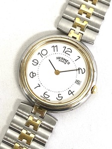 エルメス プロフィール コンビ メンズ SS GP 白文字盤 33ｍｍ メンズ 紳士用 QZ PROFILE 時計 腕時計