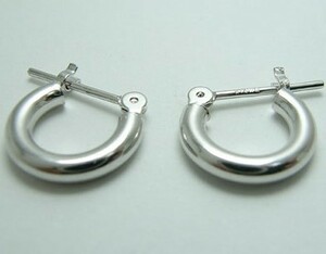 【新品】k14/14金/ホワイトゴールド/シンプルフープピアス/2mm×10mm