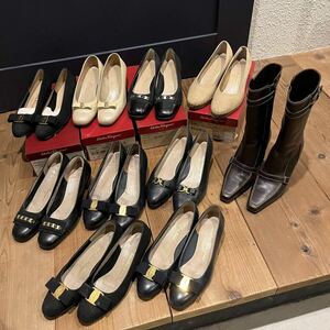 1円〜Salvatore Ferragamo サルヴァトーレフェラガモ ヴァラリボン パンプス ブーツ10点セット 