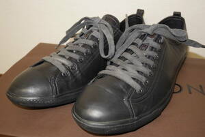 本物 PRADA プラダ メンズシューズ 靴 レザー スニーカー 本革 ブラック 表記サイズ10 28㎝～29㎝ イタリア製 良品