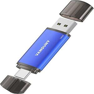 ◆送料無料 Vansuny USBメモリ Type C 128GB USBフラッシュドライブ 2in1 OTG USB 2.0 + USB Cメモリ タイプC 128ギガ （青） ★限定１個★