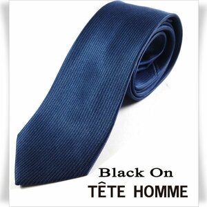 新品1円～★Black On TETE HOMME テットオム シルク絹100％ ネクタイ ネイビー 織柄 正規店本物◆9964◆