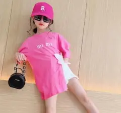 カラフル　ピンク　ビタミンカラー　キッズ　１２０　リボン　レース　女児　韓国風