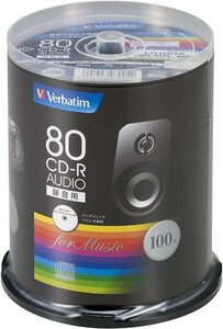 ○ Verbatim バーベイタム 音楽用 CD-R 80分 100枚 ホワイトプリンタブル 48倍速 MUR80FP100SV1　