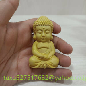 釈迦如来 仏像 黄楊木 彫刻 飾り置物 仏教美術品 