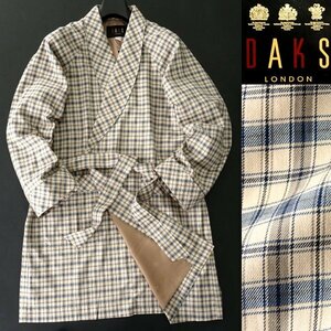 新品 ダックス 日本製 ハウスチェック柄 ブロード ガウン コート L ベージュ 【J55798】 DAKS LONDON 春秋冬 総裏地 メンズ