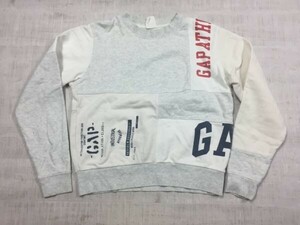 ギャップ GAP アメカジ ストリート 再構築 リビルド パッチワーク クロップド スウェット トレーナー メンズ/レディース M グレー