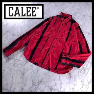 CALEE キャリー 派手 デザイン 総柄 シャツ 赤 黒 長袖