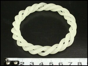 【銀閣】中国美術 白玉石 刻 環 φ8cm 重25g 旧家蔵出(HA438)