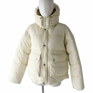 極美◎正規 GUCCI×THE NORTH FACE グッチ×ノースフェイス 663735 padded jacket フード付 ダウンジャケット 裏プリント アイボリー XXS