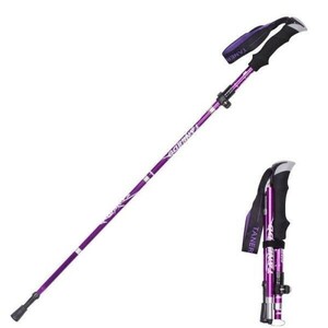 [新品/紫] トレッキングステッキ トレッキングポール 伸縮式折りたたみ 松葉杖 ハイキングクライマー ポータブル登山用品 95-110cm 1本