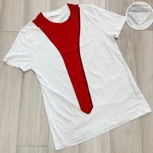 美品 プラダ PRADA Tシャツ プリント 三角ロゴ ホワイト 半袖 白 カットソー S 実寸M相当