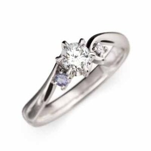 タンザナイト 天然ダイヤモンド 結婚指輪 にも 12月誕生石 18金ホワイトゴールド