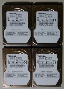 3839 2.5インチ内蔵SATAハードディスク 750GB 東芝 MK7575GSX 4個まとめて 9.5mm 5400rpm 正常 使用660/1623/1738/4270時間 Mac/Win