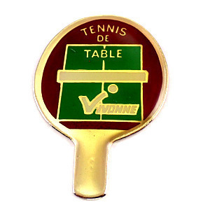 ピンバッジ・卓球のラケットの中にテーブル台◆フランス限定ピンズ◆レアなヴィンテージものピンバッチ
