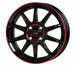 BK/RED色 G-SPEED P-05R 4.5J×15in IS45 PCD100 4H 新品ホイール4本 N-BOX N-ONE N-WGN スペーシア キャンバス タント に!