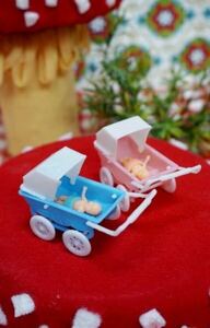 【OM586】昭和レトロポップベビーカーミニサイズ2個セット即決 乳母車 赤ちゃん ままごと 玩具 おもちゃ