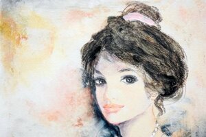 少女や女性像を描くフランス人画家です シャロワ 「母子」 パステル画 【正光画廊】都内最大級の画廊です 創業53周年*