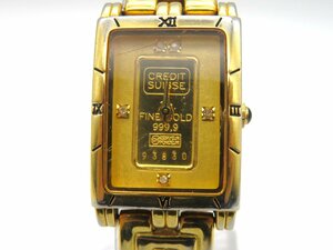 1円■ジャンク■ その他 インゴット埋め込み ゴールド クオーツ レディース 腕時計 K11309