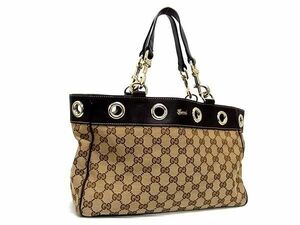 1円 ■美品■ GUCCI グッチ GG柄 GGキャンバス ハンドバッグ トートバッグ レディース ベージュ系 FA5898