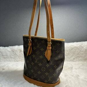 1円 【鑑定済】ルイヴィトン LV LOUIS VUITTON トートバッグ モノグラム VI1011 バケット ジャンク