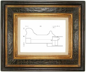 額縁 油彩額縁 油絵額縁 木製フレーム SACA04-03 金+黒 サイズP80号