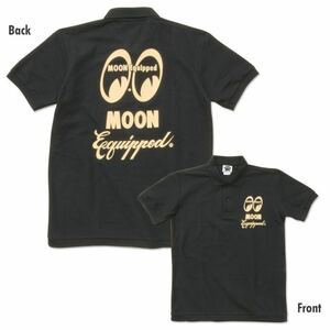 MOON Equipped ポロシャツ XXLサイズ 3Lサイズ mooneyes ムーンアイズ black ブラック 黒 送料込み イクイップド アイボリー 文字 筆記体