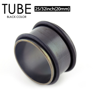 チューブ ブラック BLACK 25/32inch(20mm) サージカルステンレス316L カラーコーティング ボディピアス 両側をゴム固定 ロブ 25/32インチ┃