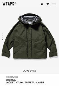 新品 希少 WTAPS 2019 AW SHERPA JACKET OD サイズS SMOCK JUNGLE MC マウンテンパーカー ダブルタップス