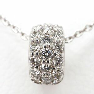 美品!!＊Ponte Vecchio(ポンテヴェキオ)K18WG天然ダイヤモンドペンダント＊m 2.3g 約40.0cm 約0.14ct diamond pendant jewelry EB4/EB4