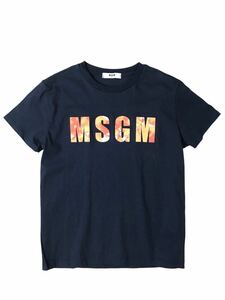 (D) MSGM エムエスジーエム ロゴ Tシャツ 12anni ネイビー 送料250円