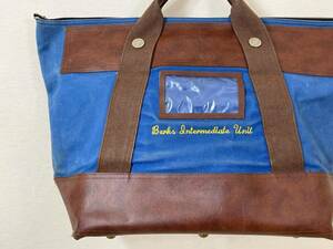 希少《 Blue Duck / Leather 》60s 70s 美品【 ビンテージ 青ダック地 レザー 銀行系 トートバッグ アメリカ製 】