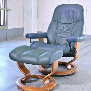 エコーネス「ディプロマット」ストレスレスチェア オットマンセット 本革 リクライニング 1人掛けソファ 1P 書斎 EKORNES