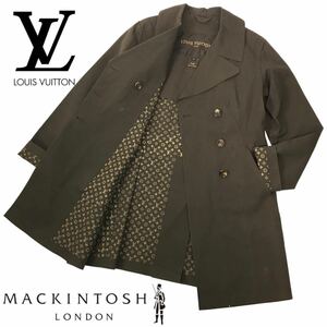 h255 LOUIS VUITTON MACKINTOSH ルイヴィトン マッキントッシュ トレンチコート 綿100% ブラウン S スコットランド製 ジャケット 正規品