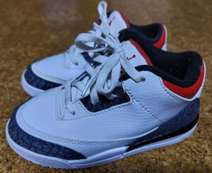 NIKE JORDAN 3 RETRO SE-T (TD) 中古 ”FIRE RED DENIM” 16cm US 10c ナイキ ジョーダン スリー トドラー 2020 DB4170-100 黒タグ 