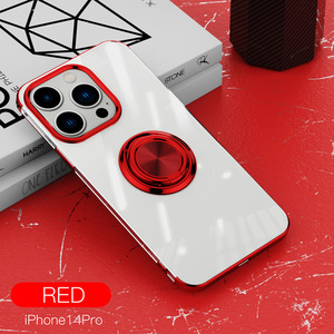 iPhone 14Pro 用 ケース 赤色 リング付き ブルー 透明 TPU 薄型 軽量 人気　オシャレ アイホン アイフォン アイホーン １４プロ 本体保護