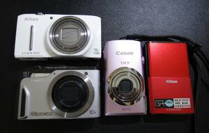 コンパクトデジタルカメラ ☆ CASIO ☆ Canon ☆ Nikon ×２ ◇ まとめて４個 【中古品】