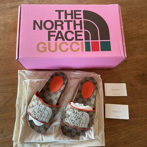 新品 35 Gucci グッチ THE NORTH FACE ノースフェイス サンダル モノグラム スライド サンダル 靴 スリッパ 女性 Gucci x The North Face 4