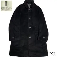 【アンゴラ40%×大きいサイズ】NICOLE ロングチェスターコート 黒 XL
