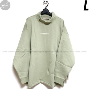 L 新品 22SS FEAR OF GOD ESSENTIALS LS MOCKNECK Sea Foam フィアオブゴッド エッセンシャルズ モックネック スウェット Tシャツ 長袖