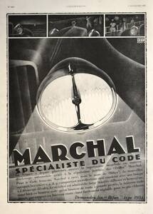 稀少！1930年Marchal広告/マーシャル/ヘッドライト/自動車/フレンチ/アールデコ/黒猫/Z
