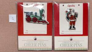 A 2004年 Spode スポード クリスマスツリー CHEER PINS 2点セット（サンタクロース AMERICAN SANTA PIN , 蒸気機関車 CHEER PIN ENGINE）