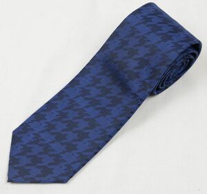 ●CKカルバンクラインネクタイ(大柄千鳥格子小紋柄・濃淡紺,日本製)新品