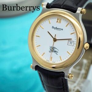 657【美品】Burberrys バーバリー時計　メンズ腕時計　デイト　ブラック