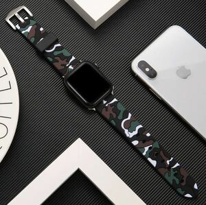 アップルウォッチ Apple watch 用 腕時計バンド 迷彩 カモフラ 38mm~41mm用 シリーズ8 7 6 5 4 迷彩ホワイト