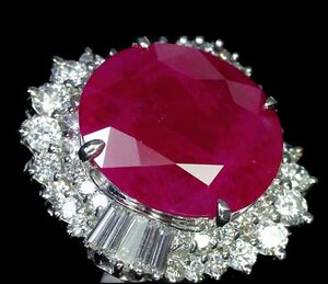 888D Vivid red RUBY超希少!! ミャンマー産 非加熱　ルビー 特大9.15ct!! 極上ダイヤモンド 総計1.41ct! Pt900 超高級セレブリング