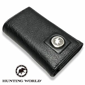 新品 正規品 HUNTING WORLD ハンティング ワールド TAHOE LEATHER レザー 6連 キーケース カードケース 名刺入れ 小物 イタリア製 黒