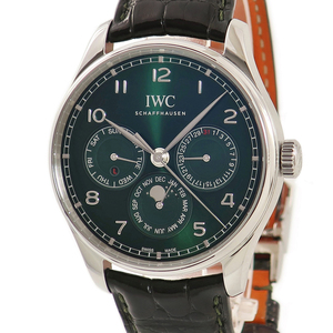 【3年保証】 IWC ポルトギーゼ パーペチュアルカレンダー ダブルムーン IW344207 緑 アラビア 永久カレンダー 自動巻き 腕時計